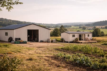 instalaciones agrícolas acompañando a mobile home en suelo rústico