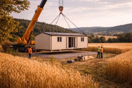 montaje mobile home en el campo