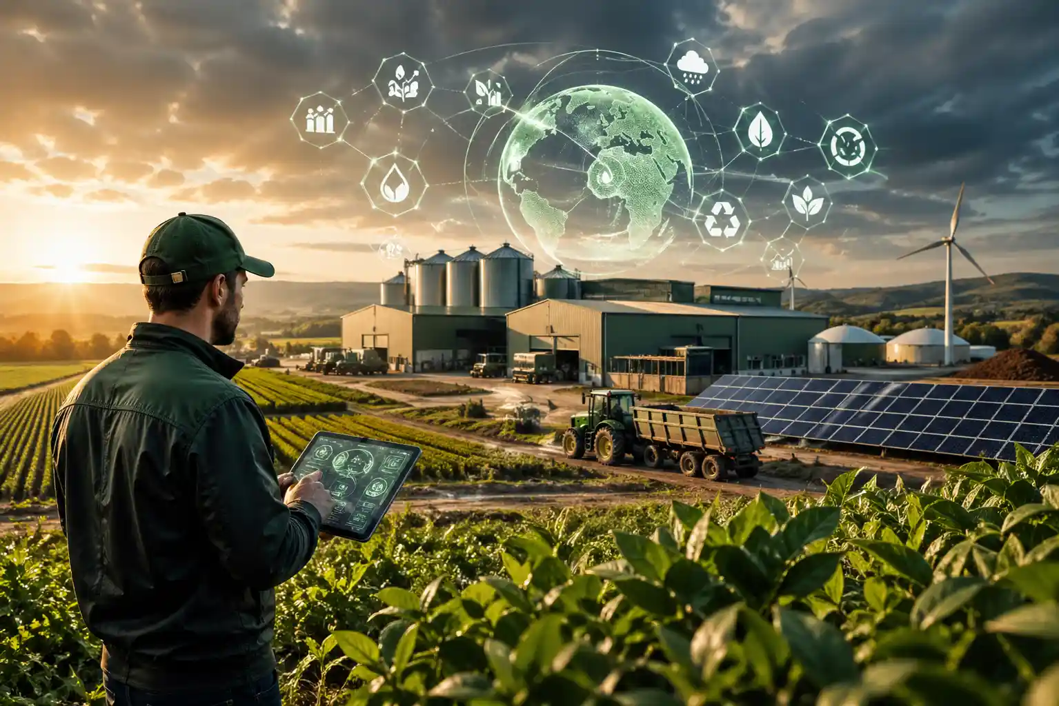 impacto ambiental agroindustrial con tecnología sostenible en explotación agrícola moderna en 2026